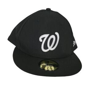New Era 59FIFTY Washington Nationals Fitted‎ Hat Cap Size 7 (5/8) Black White